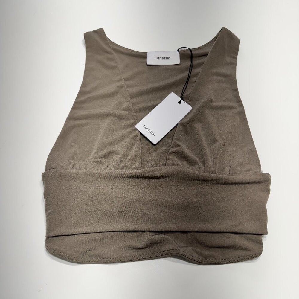 Lanston Olive Green Crop Bralette